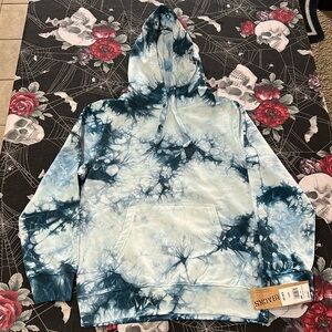 BRAND NEW PAPERBACK THICK AND COMFY BLUE TIE DYE HOODIE MENS SIZE SMALL NWT